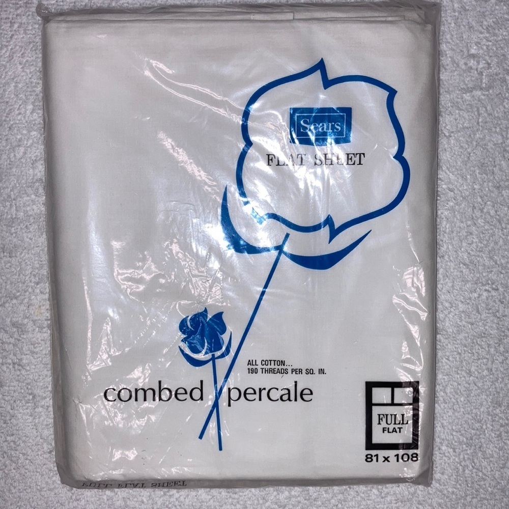 New in the package Vintage Sears full flat sheet 190 threads percale